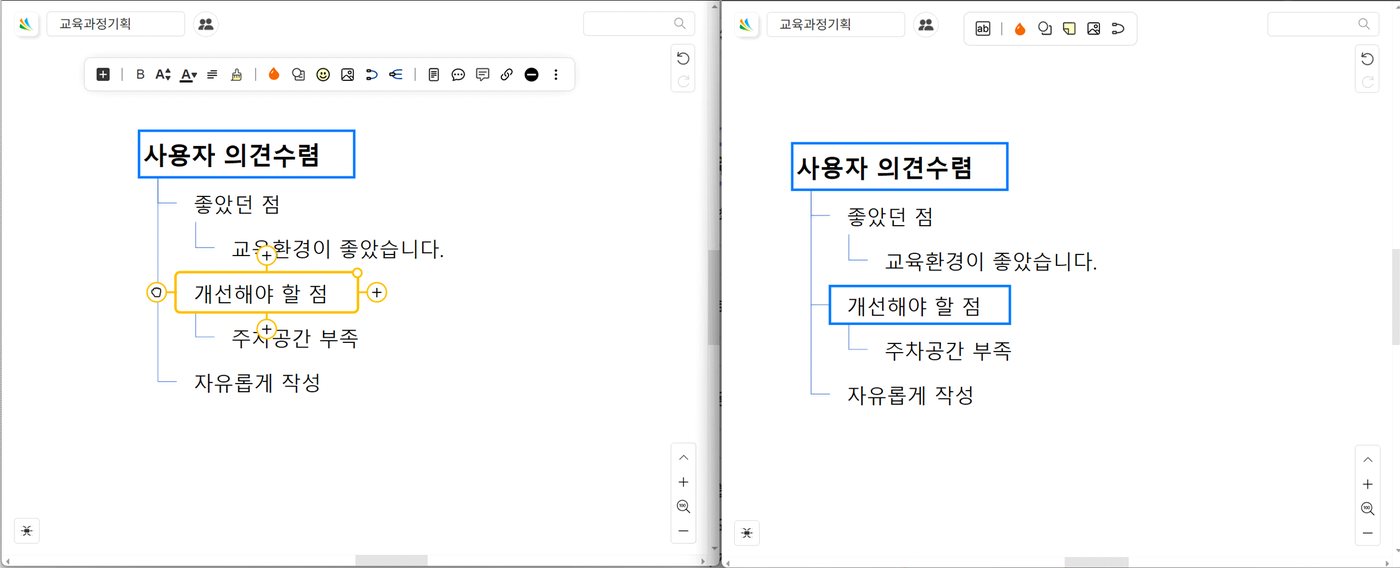 전달받은 링크는 해당 가지의 내용만 열람 화면
